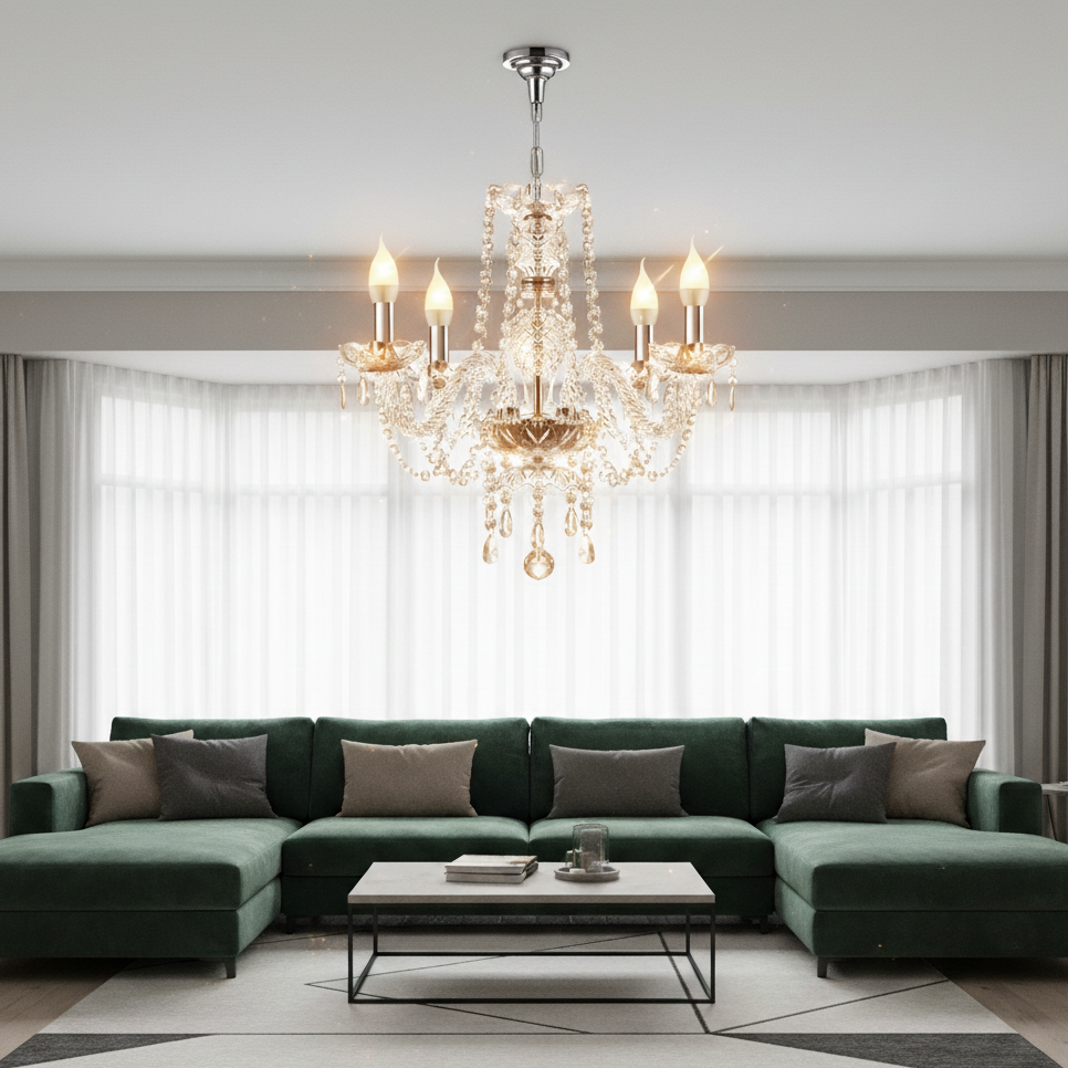 Suspension salon 4 bras en cristal