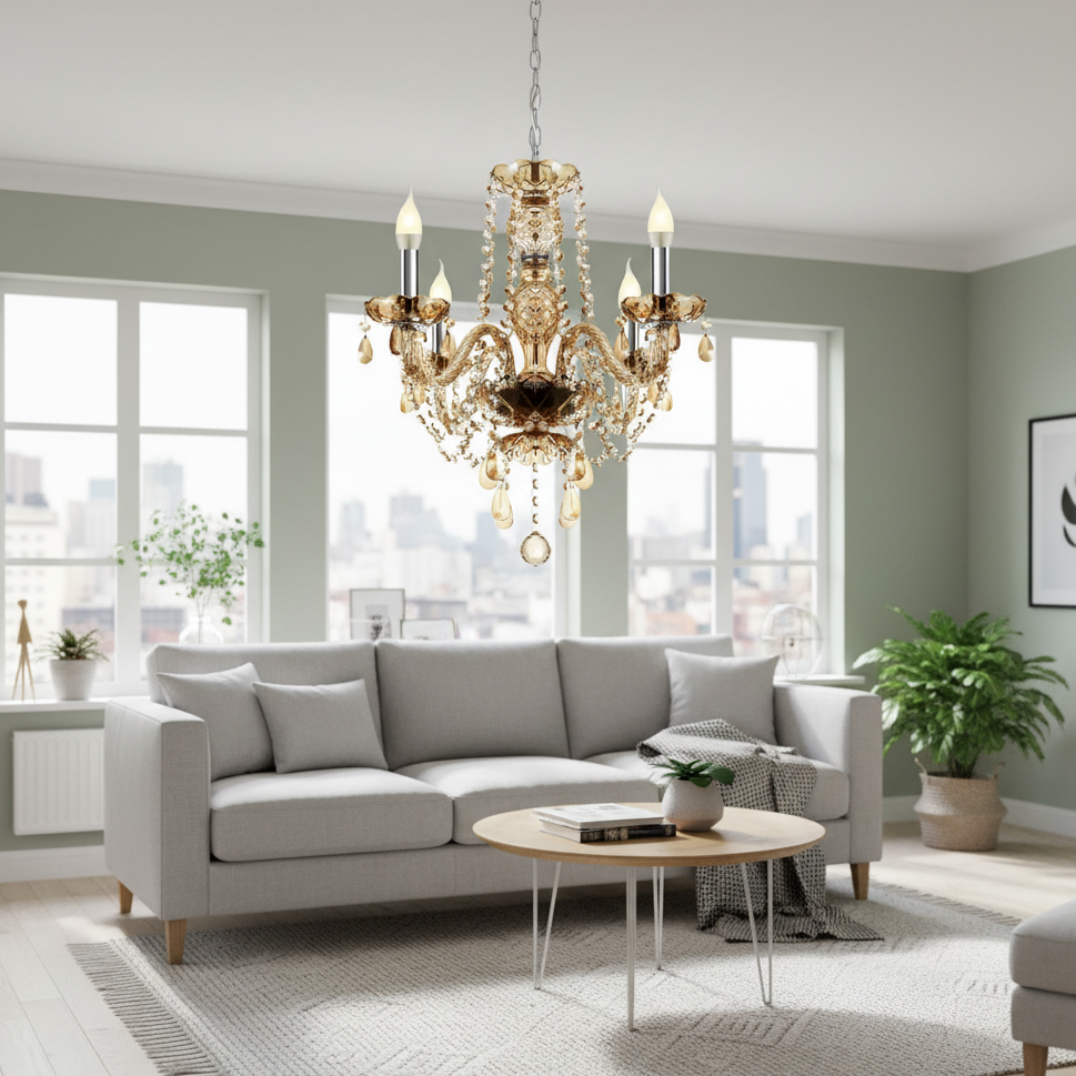 Suspension salon 4 bras en cristal