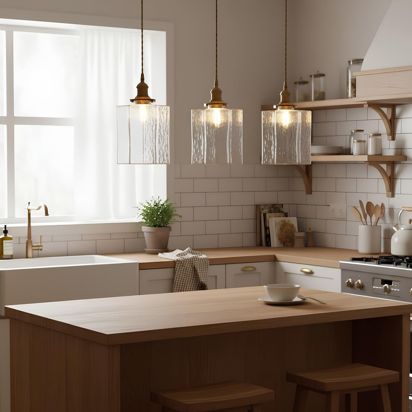 Suspension en verre doré