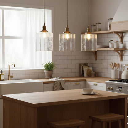 Suspension en verre doré