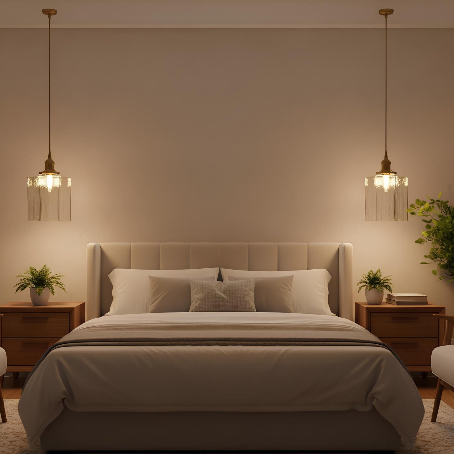 Suspension en verre doré