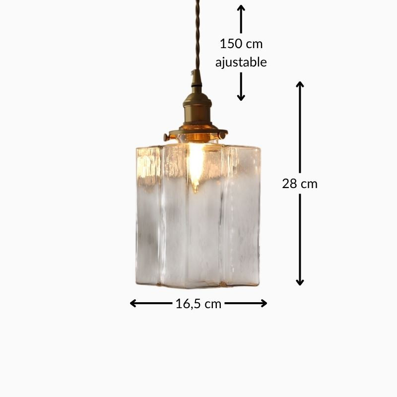 Suspension en verre doré