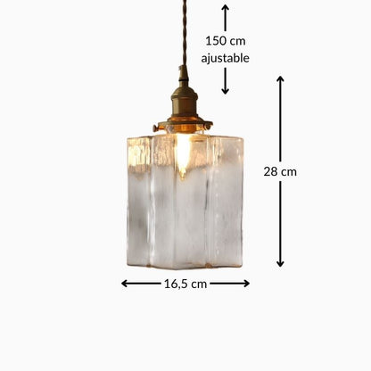 Suspension en verre doré