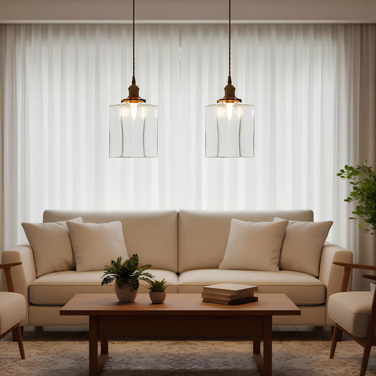 Suspension en verre doré