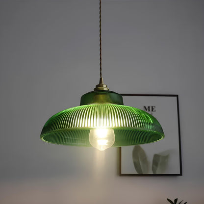 Suspension vintage en verre et métal – ambiance rétro