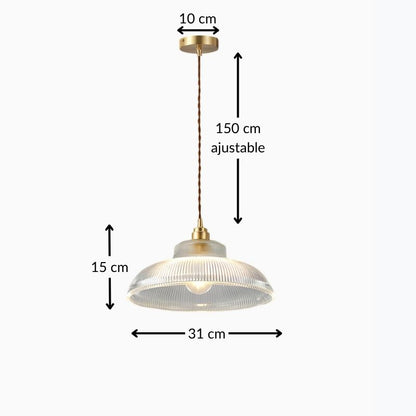 Suspension vintage en verre et métal – ambiance rétro