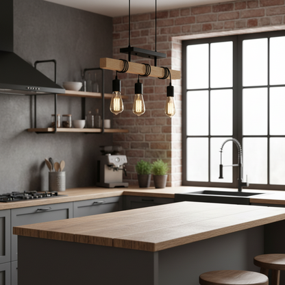 Suspension en bois vintage