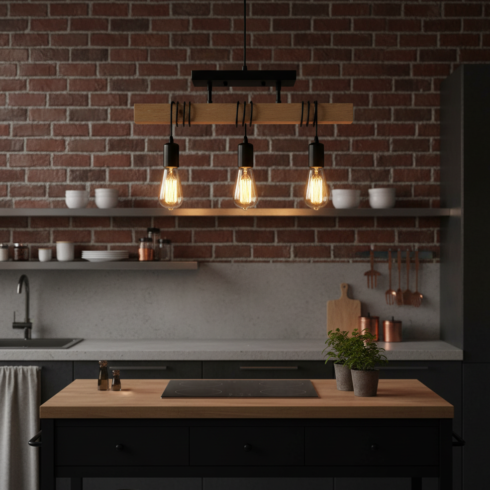 Suspension en bois vintage