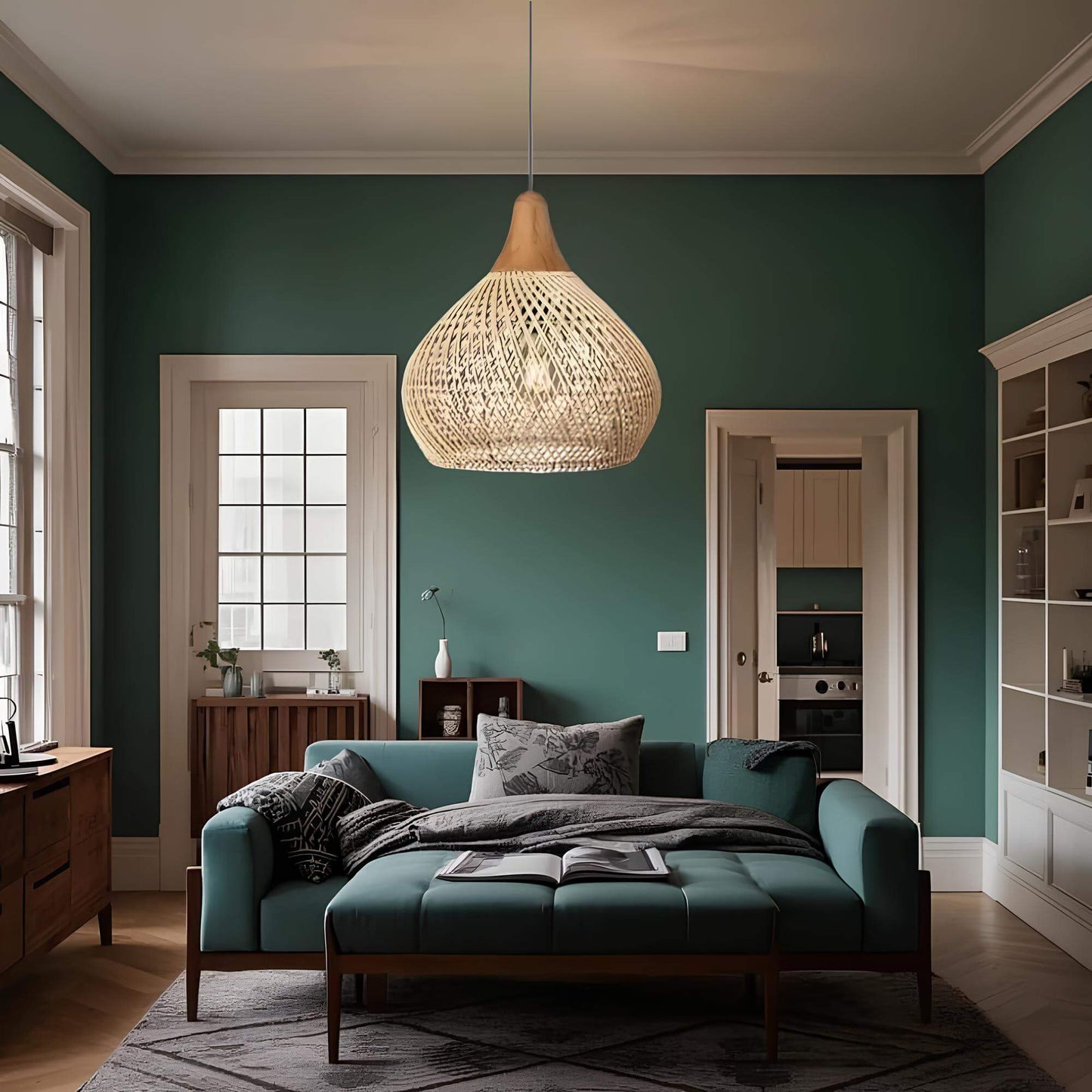 Suspension vintage en rotin