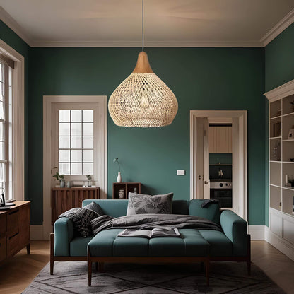 Suspension vintage en rotin