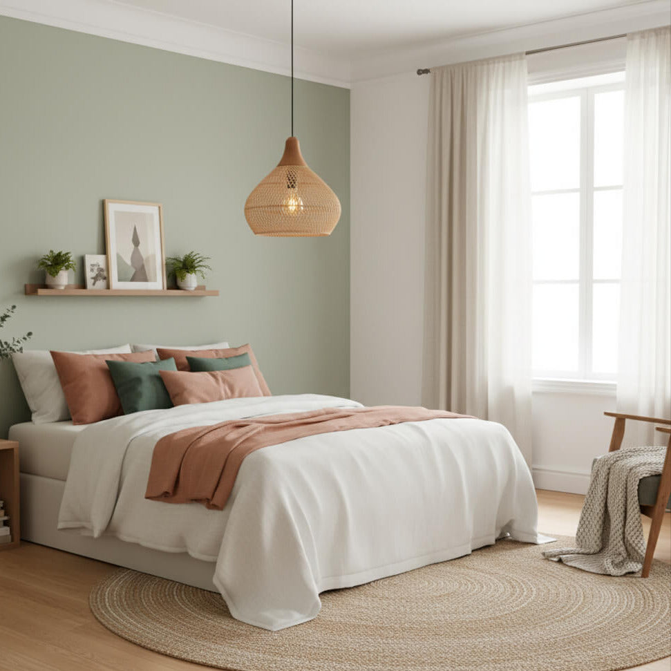 Suspension vintage en rotin