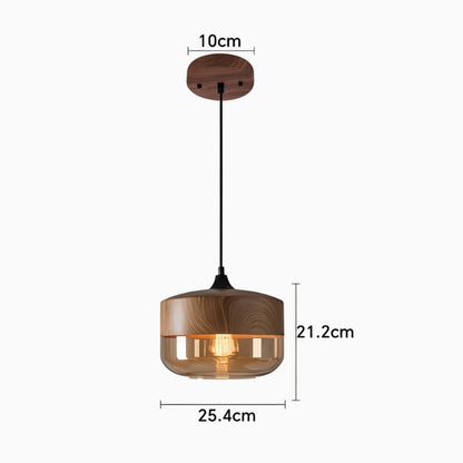 Suspension bois et verre teinte cognac – Luminaire moderne