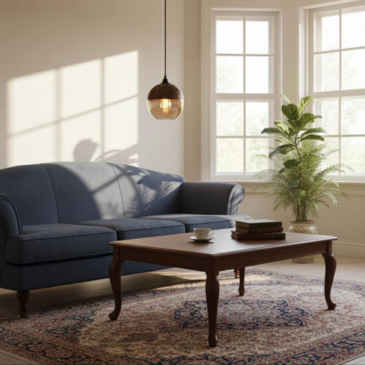 Suspension bois et verre teinte cognac – Luminaire moderne