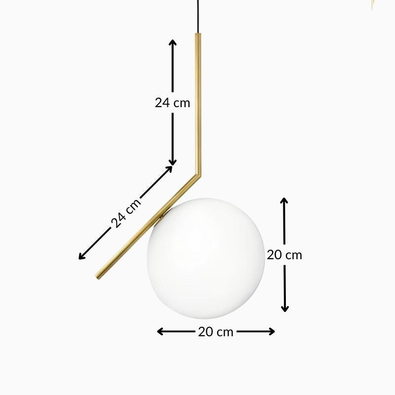 Suspension boule en verre et laiton – Luminaire moderne et raffiné