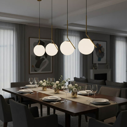 Suspension boule en verre et laiton – Luminaire moderne et raffiné