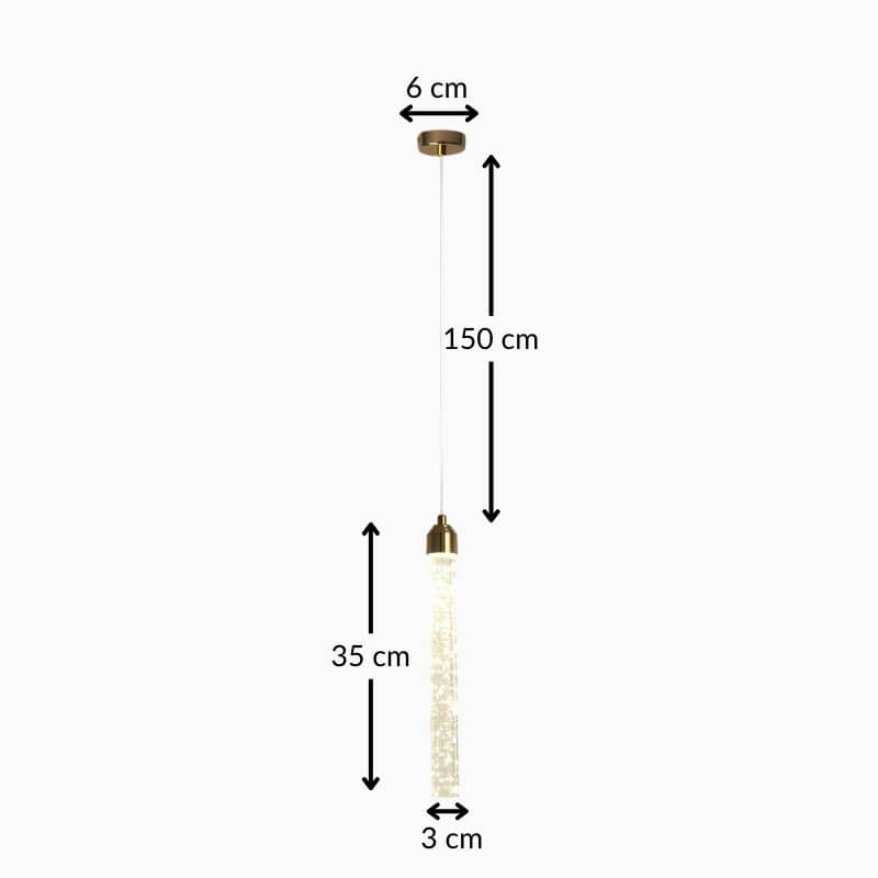 Suspension chambre cristal doré