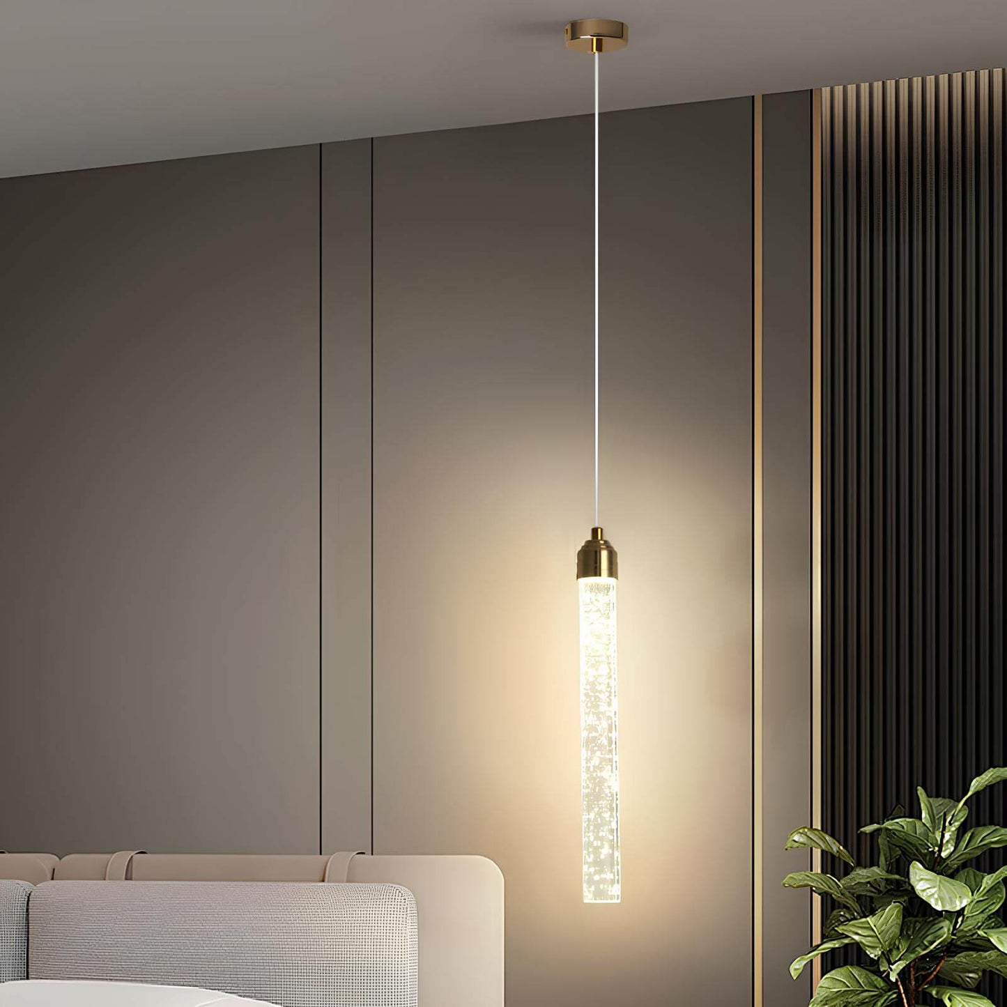 Suspension chambre cristal doré