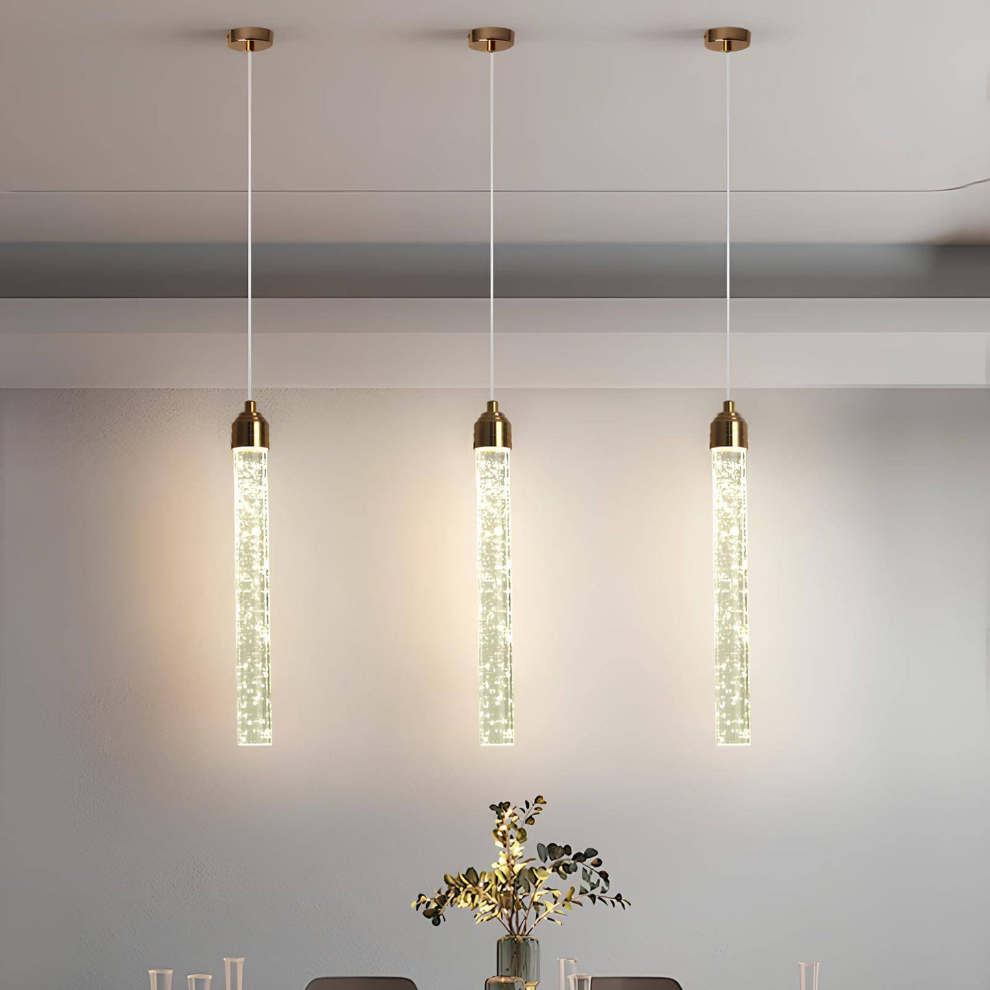 Suspension chambre cristal doré