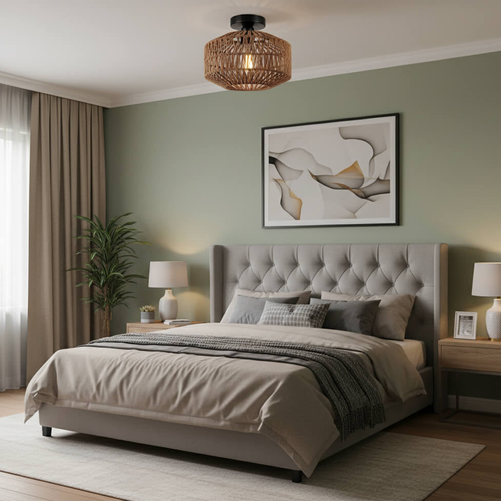 Suspension chambre en bambou tressé