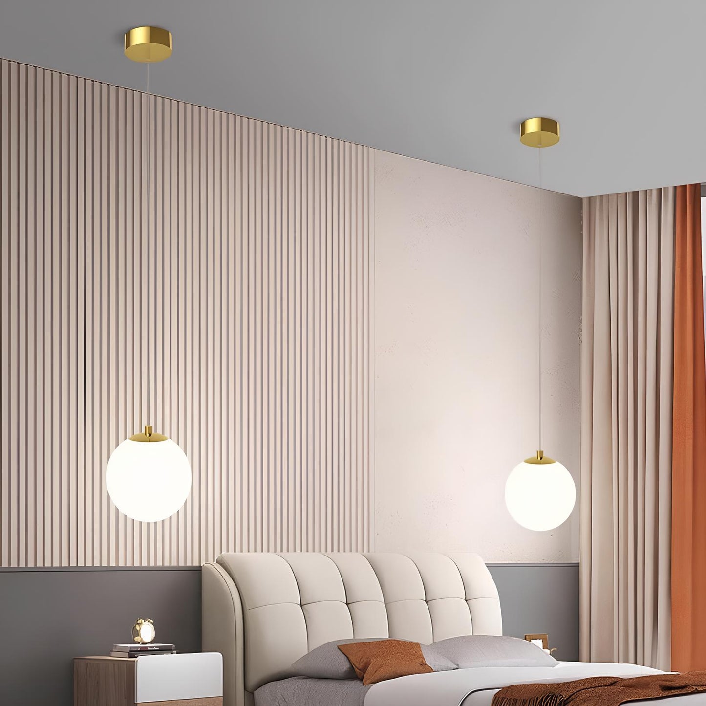 Suspension chambre en verre et métal