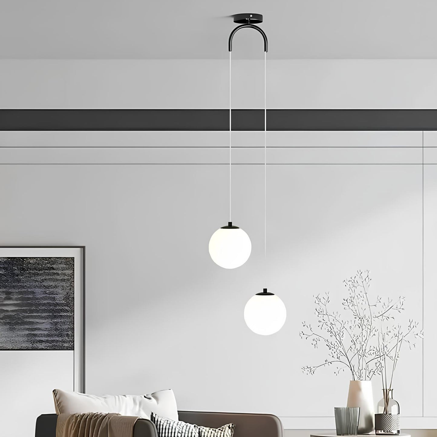 Suspension chambre en verre et métal