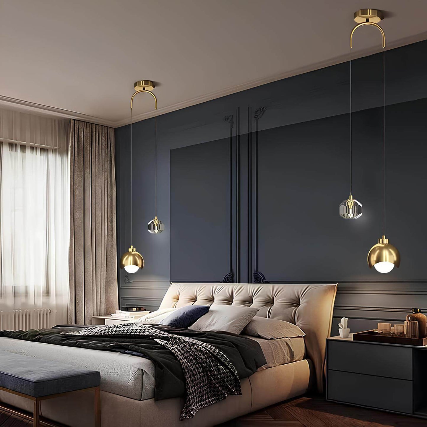 Suspension chambre moderne en cristal