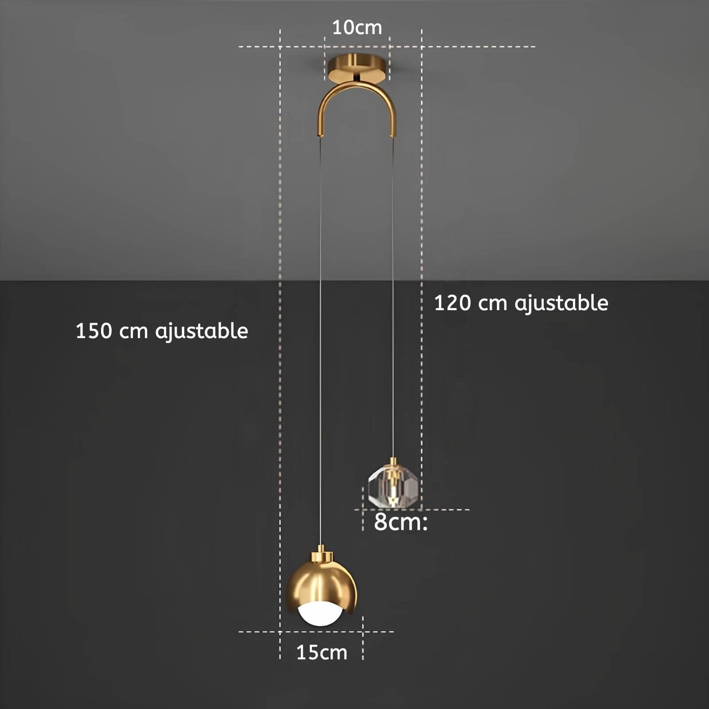 Suspension chambre moderne en cristal