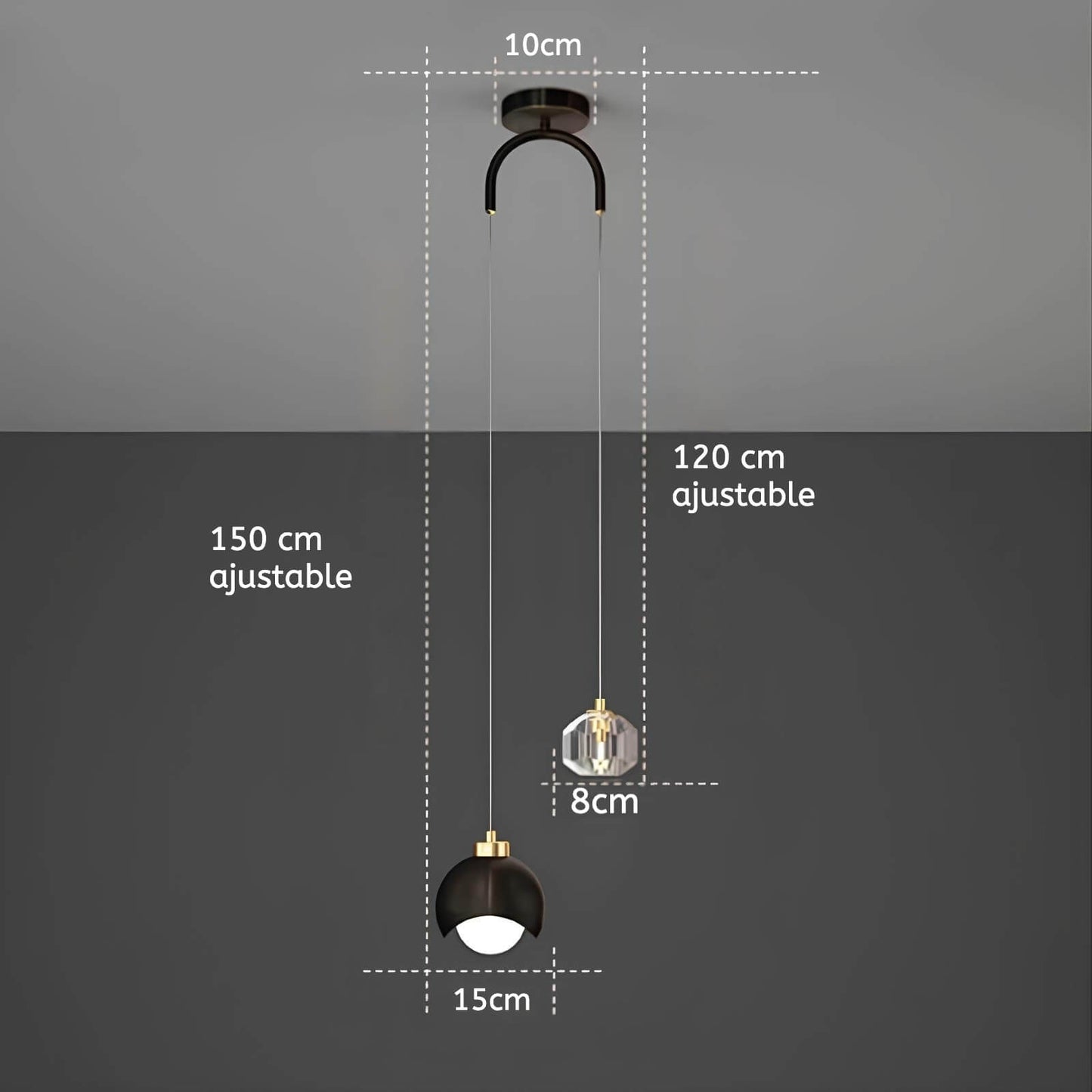 Suspension chambre moderne en cristal