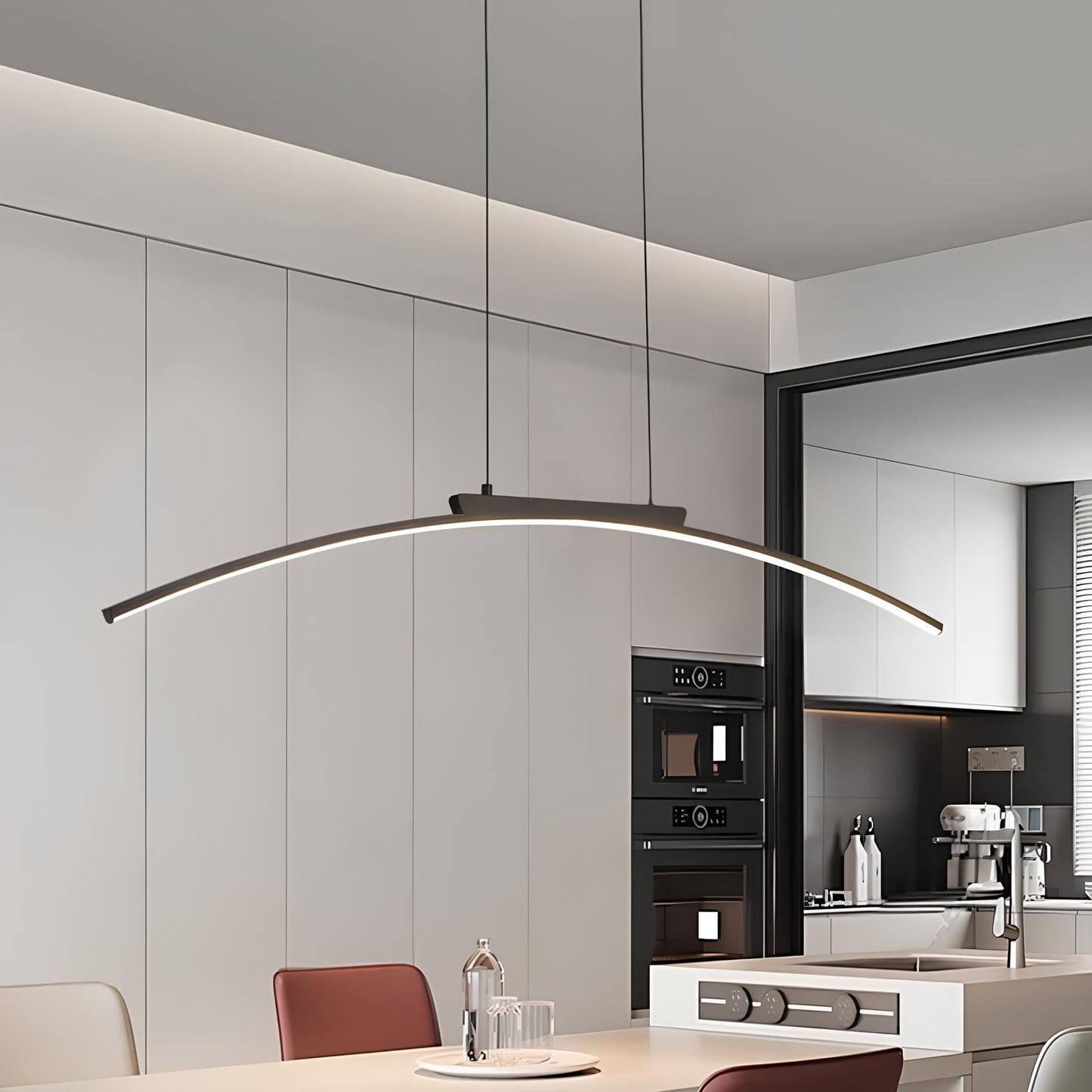 Suspension contemporaine en arc – Luminaire moderne