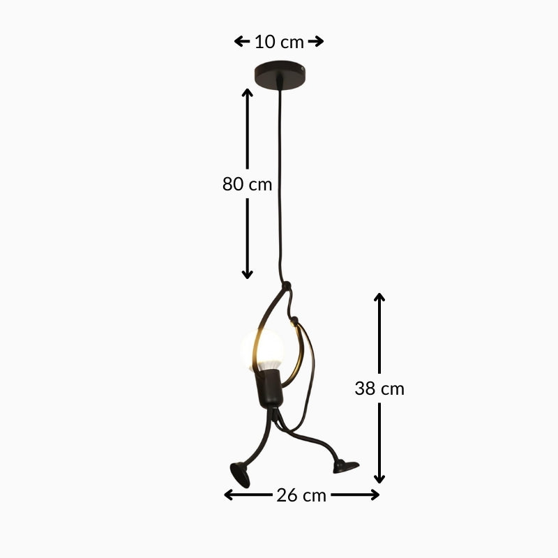 Suspension créative petit homme en fer – luminaire décoratif moderne