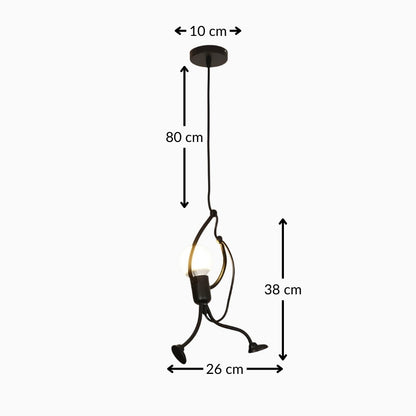 Suspension créative petit homme en fer – luminaire décoratif moderne