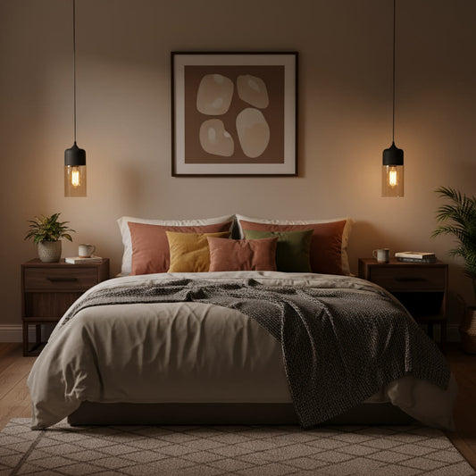 Suspension cylindre verre et métal noir – Style nordique moderne