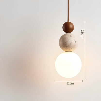 Suspension design Cream Style en pierre et bois
