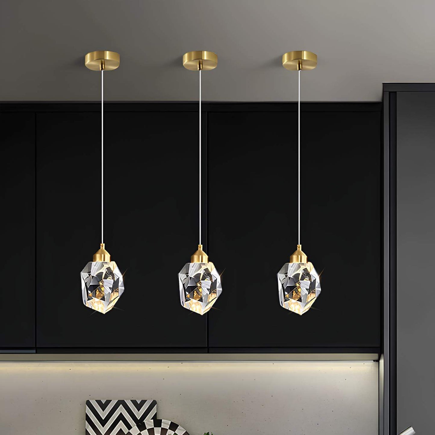 Suspension design luxueuse en cristal
