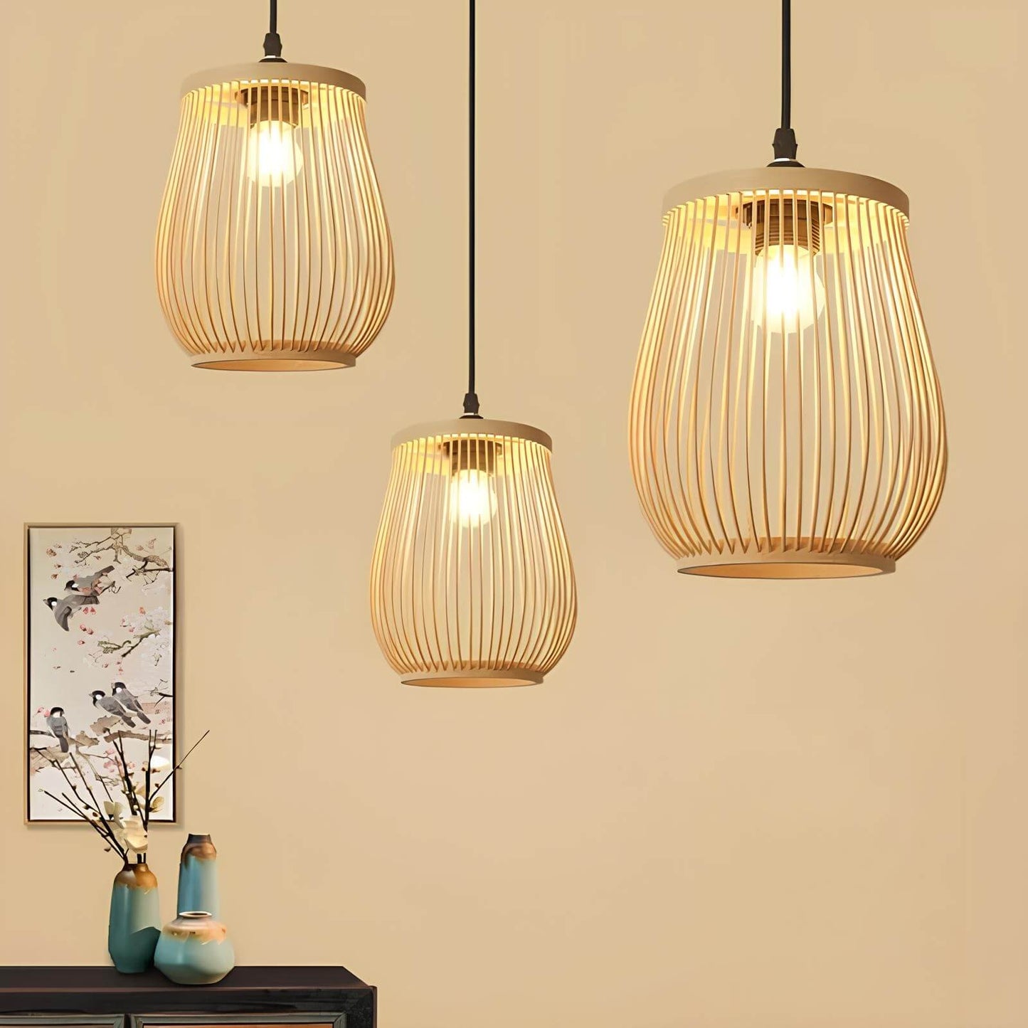 Suspension en rotin– Éclairage naturel et chaleureux