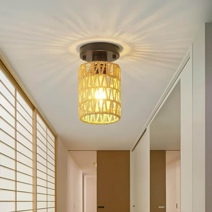 Suspension en rotin vintage