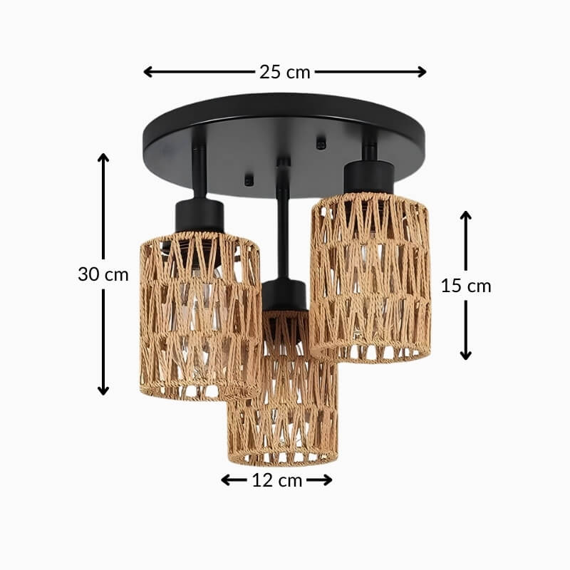 Suspension en rotin vintage