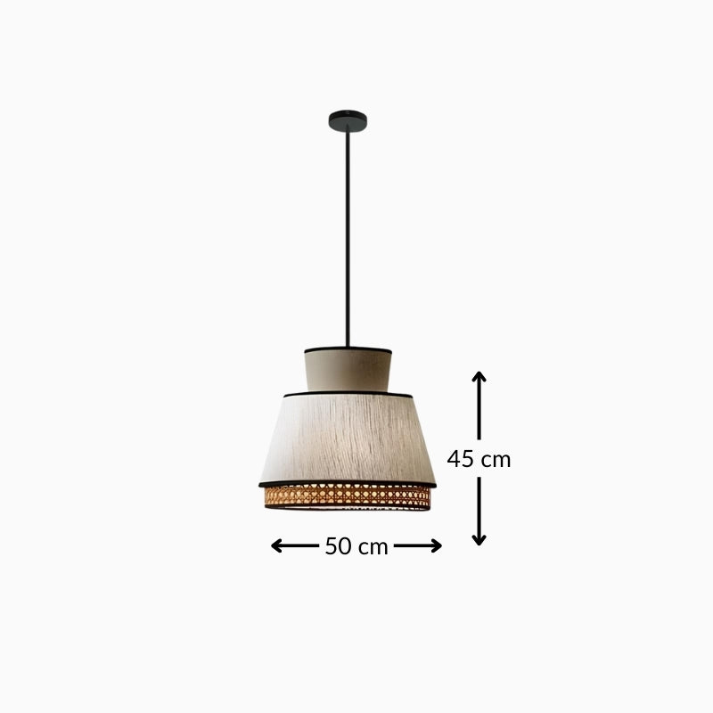 Suspension en tissu et rotin – Forme compacte