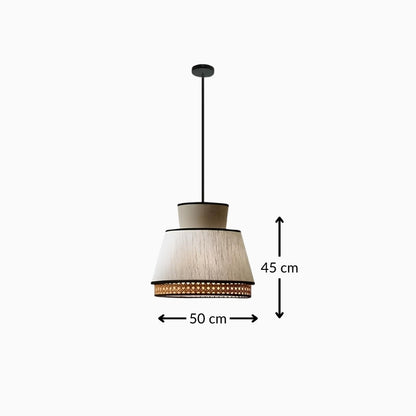 Suspension en tissu et rotin – Forme compacte