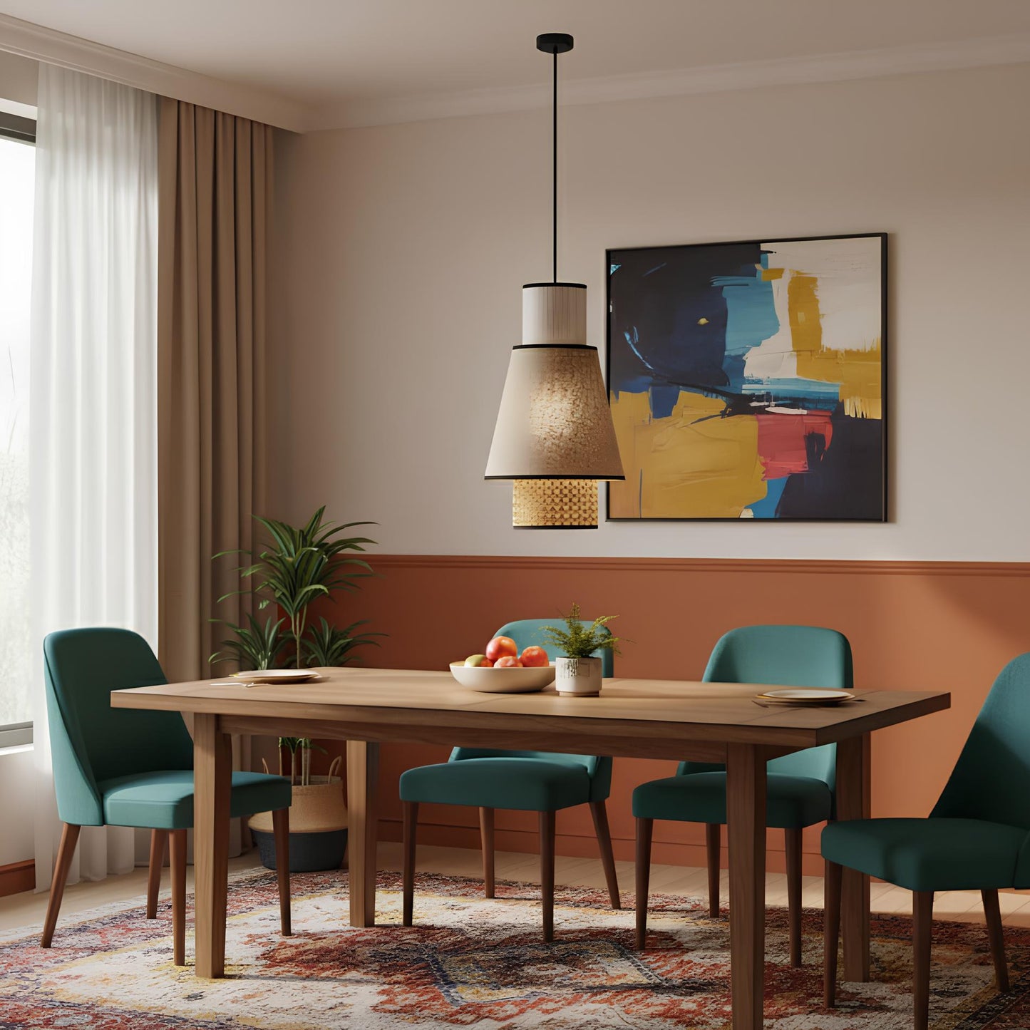 Suspension en tissu et rotin – Inspiration rétro et contemporaine