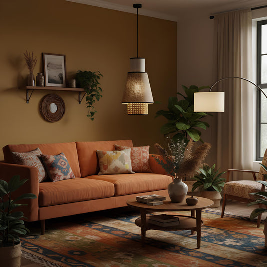 Suspension en tissu et rotin – Inspiration rétro et contemporaine