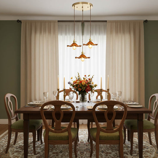 Suspension en verre coloré et cuivre