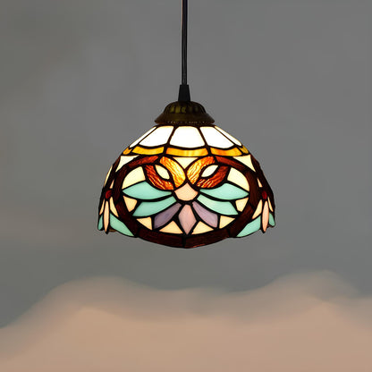 Suspension en verre coloré style vitrail géométrique