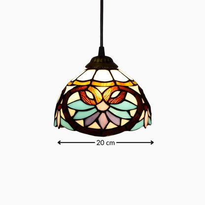 Suspension en verre coloré style vitrail géométrique