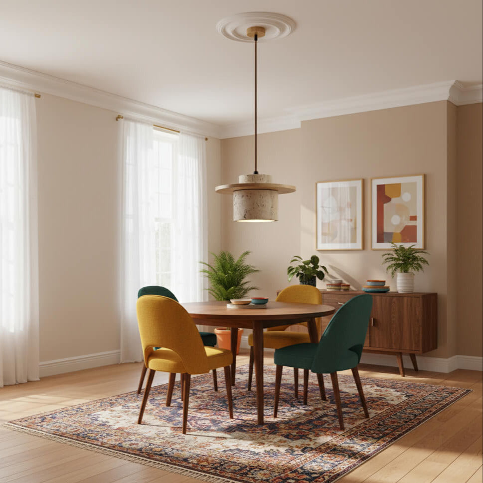 Suspension japonaise pierre et bois – Douceur crème et design vintage