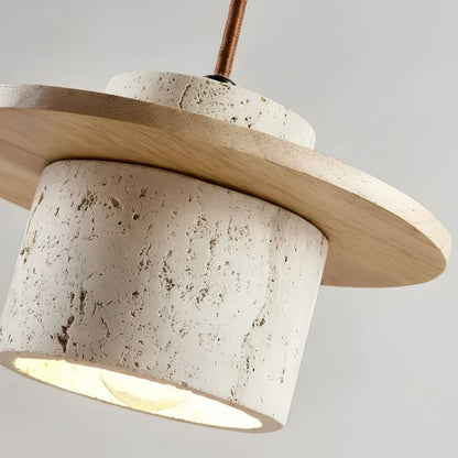 Suspension japonaise pierre et bois – Douceur crème et design vintage