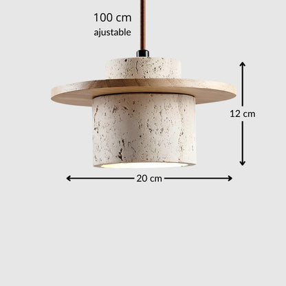 Suspension japonaise pierre et bois – Douceur crème et design vintage