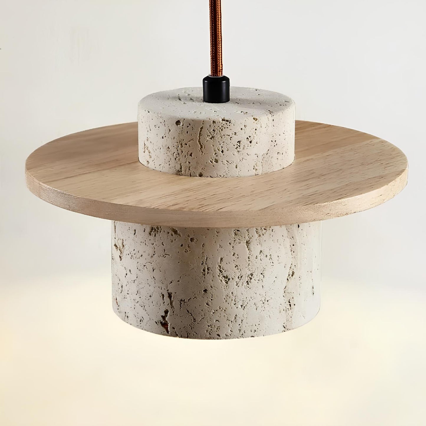 Suspension japonaise pierre et bois – Douceur crème et design vintage