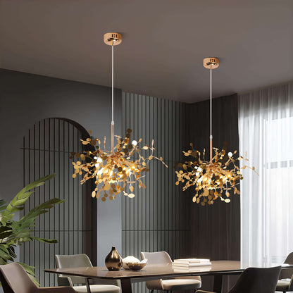 Suspension LED inox dorée ou argentée – Design moderne et raffiné