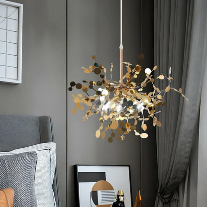 Suspension LED inox dorée ou argentée – Design moderne et raffiné